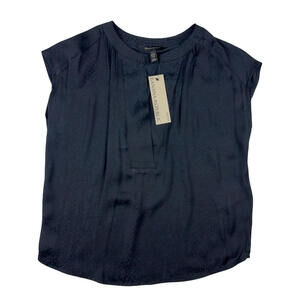 Banana Republic Slit Neck Top Reptile Print Blue Size XXS Petite